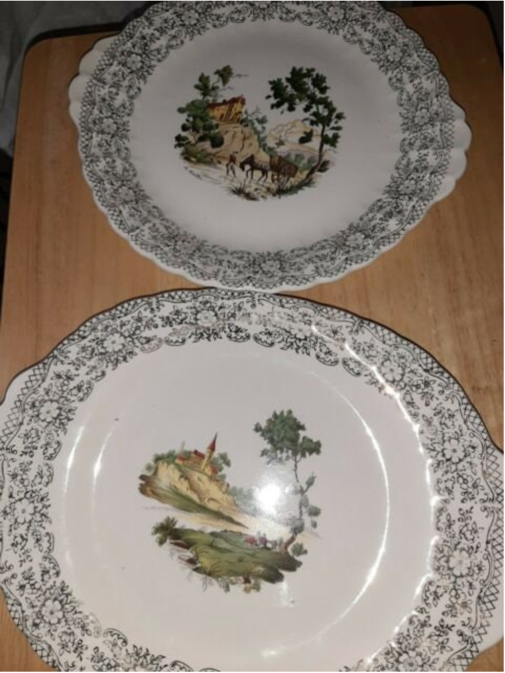 Vintage American Limoges Chateau France serving platters 2 1 round 1 oval